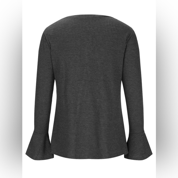 Faux Layered V-Neck Long Sleeve T-Shirt - Picture 3 of 3